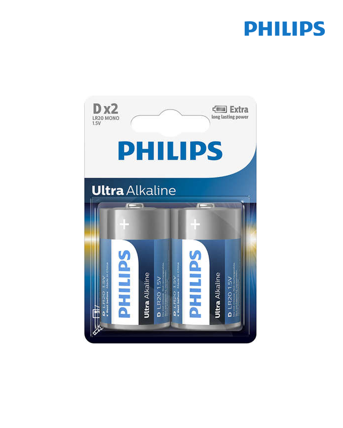 Philips Ultra Alkaline Battery Dx2 - LR20E2B/10